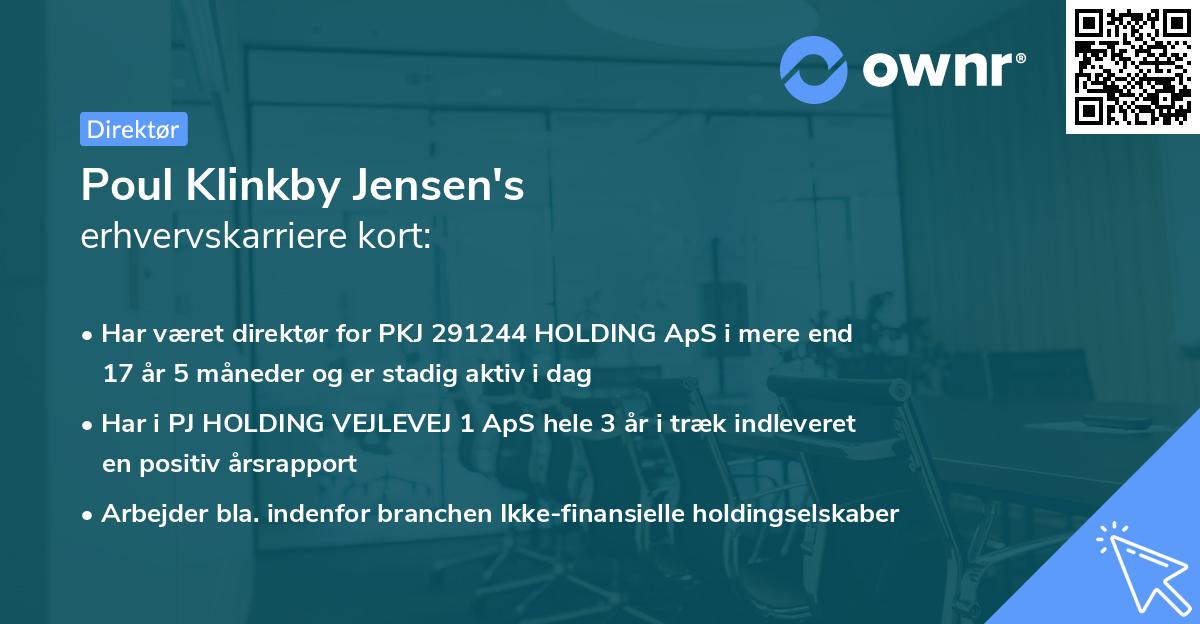 Poul Klinkby Jensen's erhvervskarriere kort