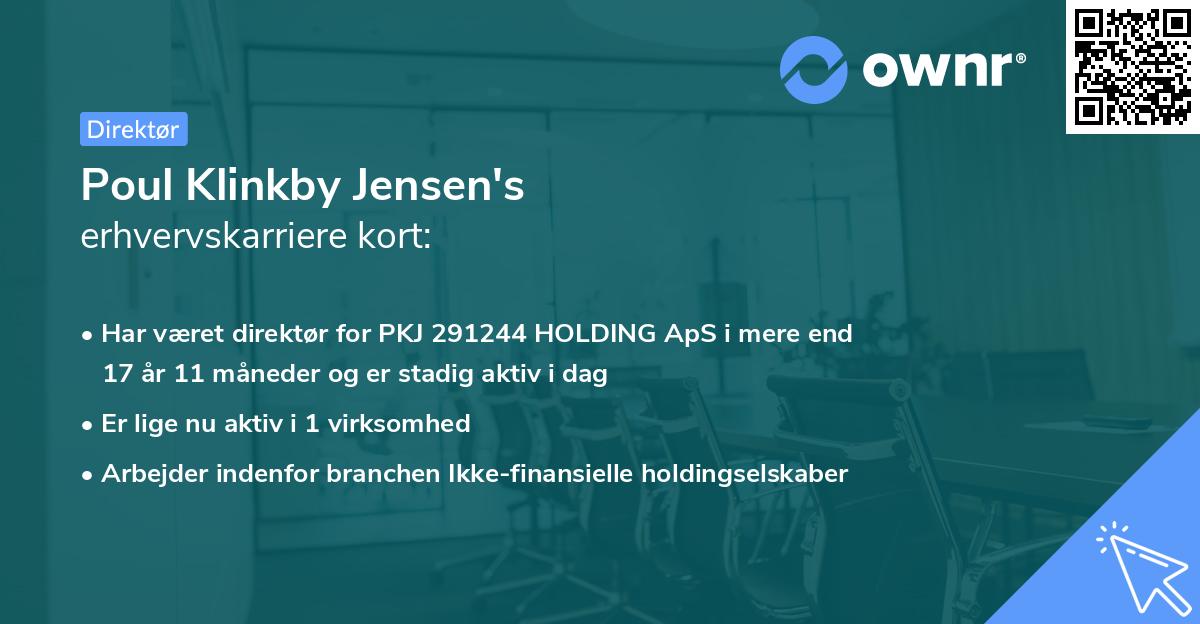 Poul Klinkby Jensen's erhvervskarriere kort