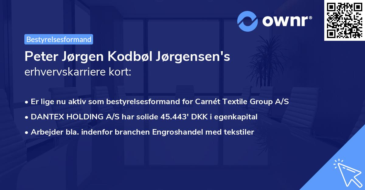 Peter Jørgen Kodbøl Jørgensen's erhvervskarriere kort