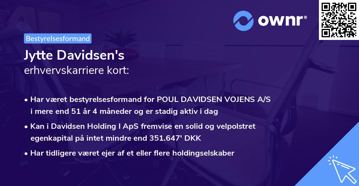 Jytte Davidsen's erhvervskarriere kort