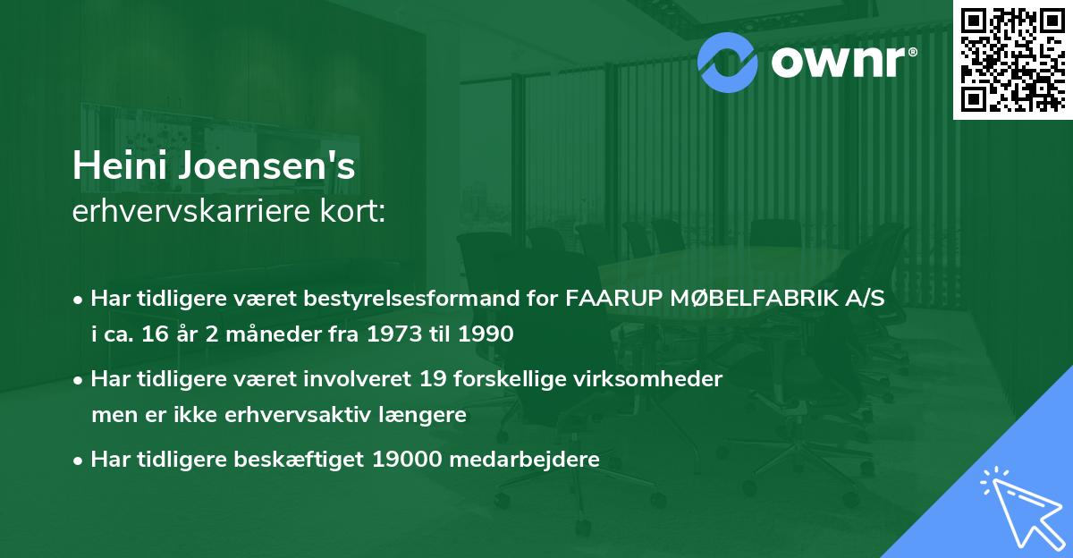 Heini Joensen's erhvervskarriere kort