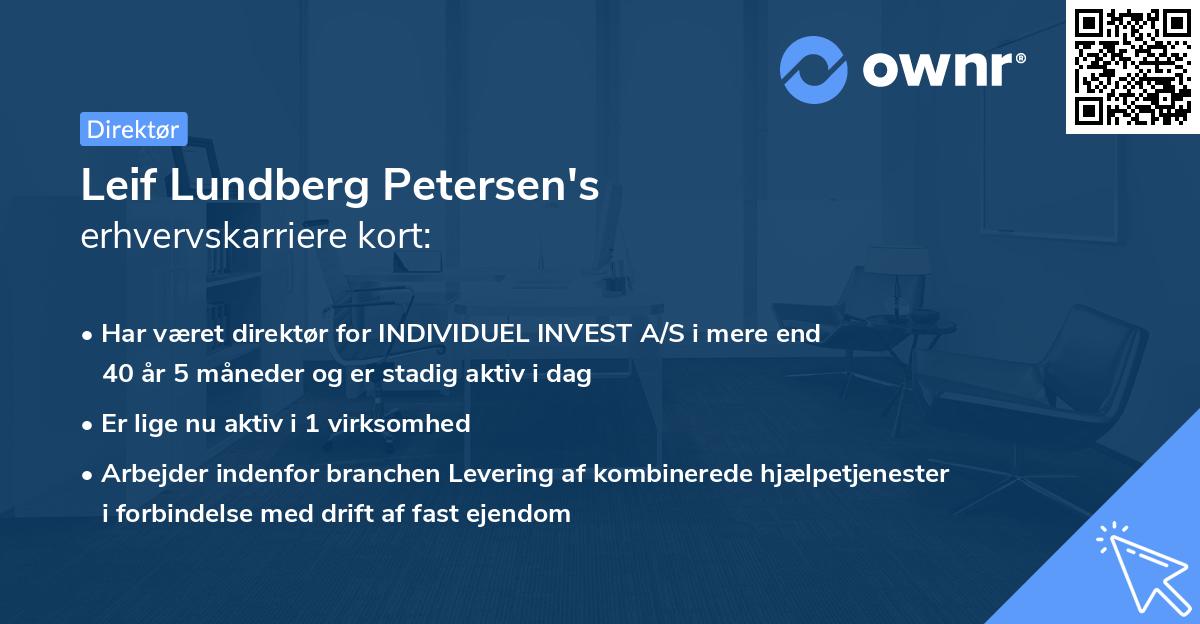 Leif Lundberg Petersen's erhvervskarriere kort