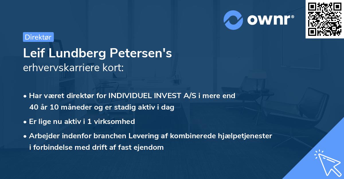 Leif Lundberg Petersen's erhvervskarriere kort
