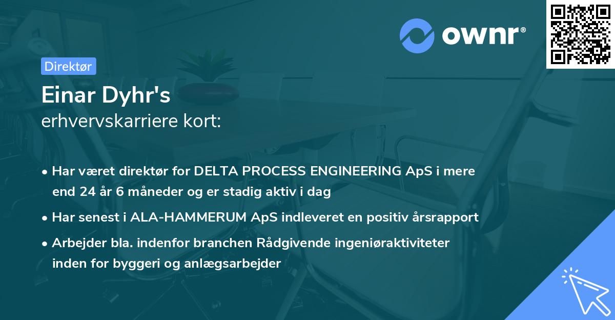 Einar Dyhr's erhvervskarriere kort