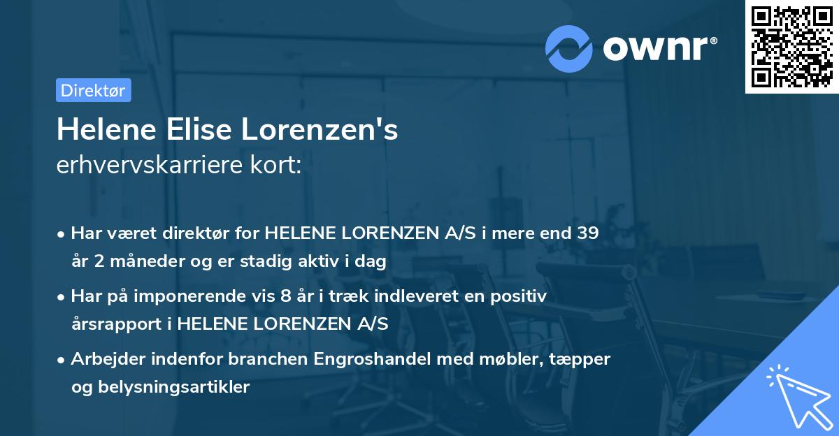 Helene Elise Lorenzen's erhvervskarriere kort