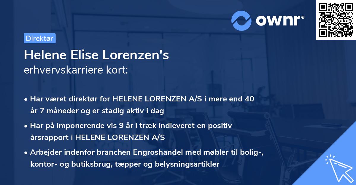 Helene Elise Lorenzen's erhvervskarriere kort