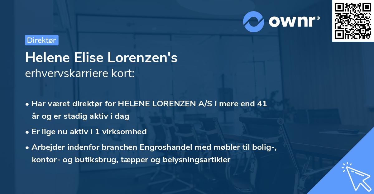 Helene Elise Lorenzen's erhvervskarriere kort