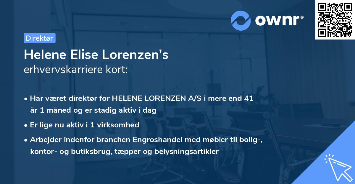 Helene Elise Lorenzen's erhvervskarriere kort