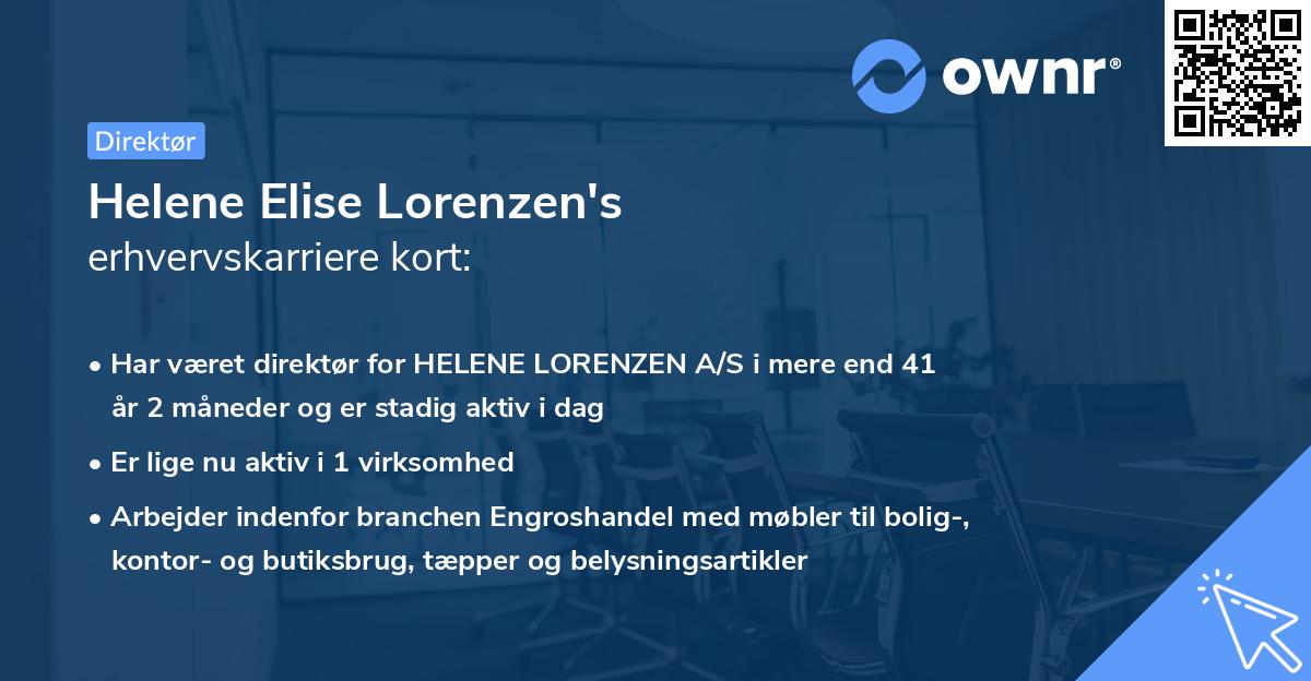Helene Elise Lorenzen's erhvervskarriere kort