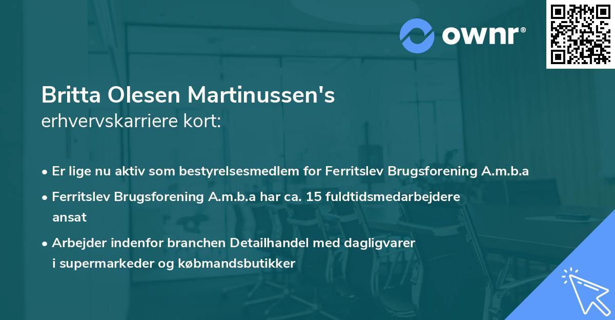 Britta Olesen Martinussen's erhvervskarriere kort