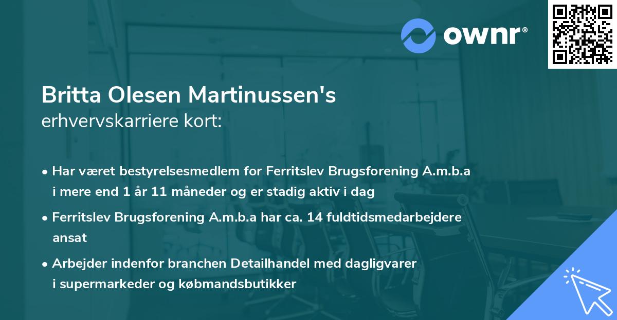 Britta Olesen Martinussen's erhvervskarriere kort
