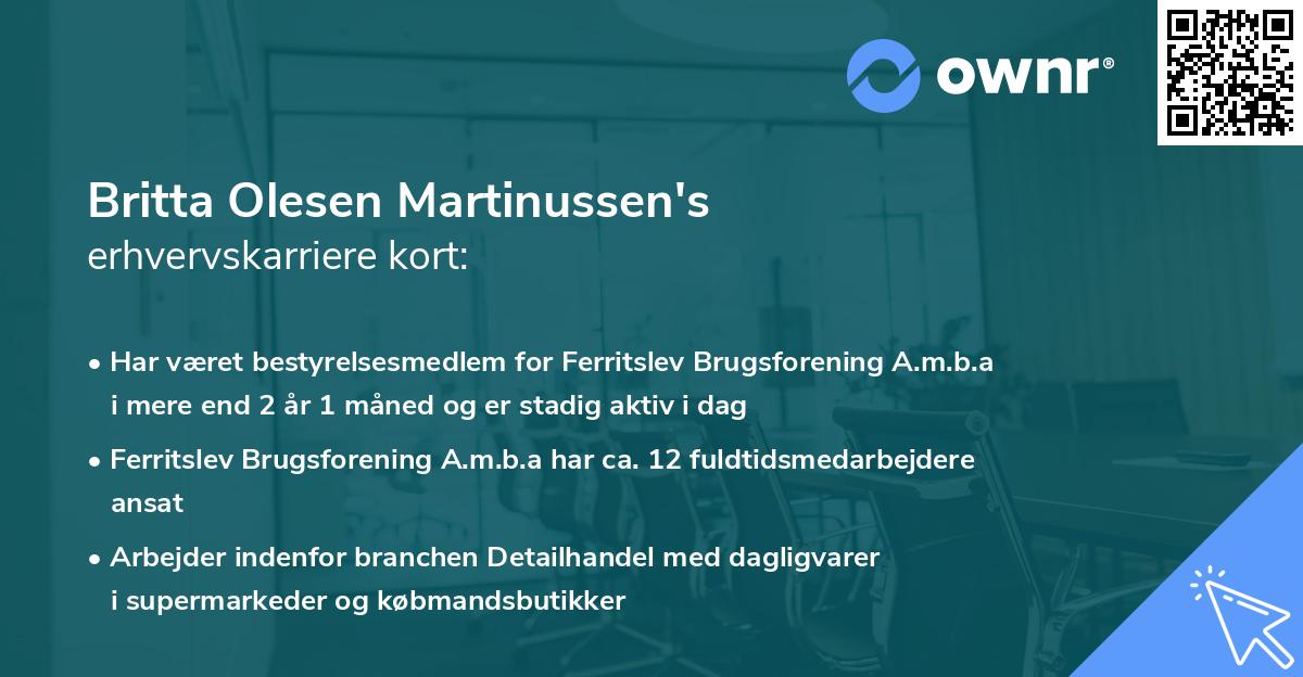 Britta Olesen Martinussen's erhvervskarriere kort