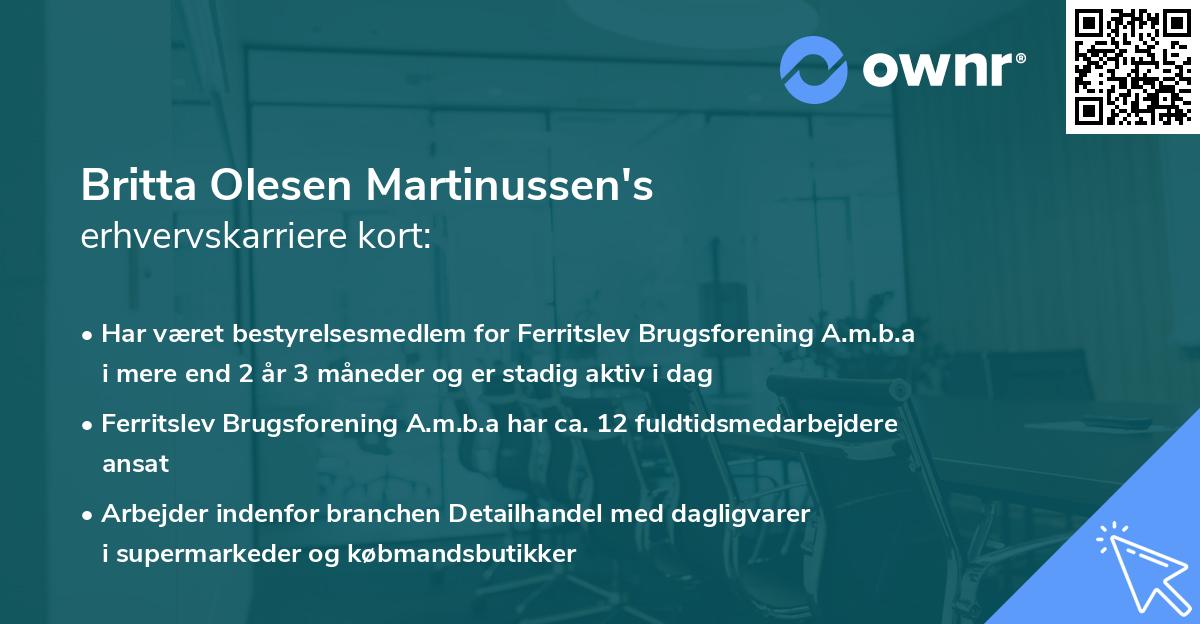 Britta Olesen Martinussen's erhvervskarriere kort