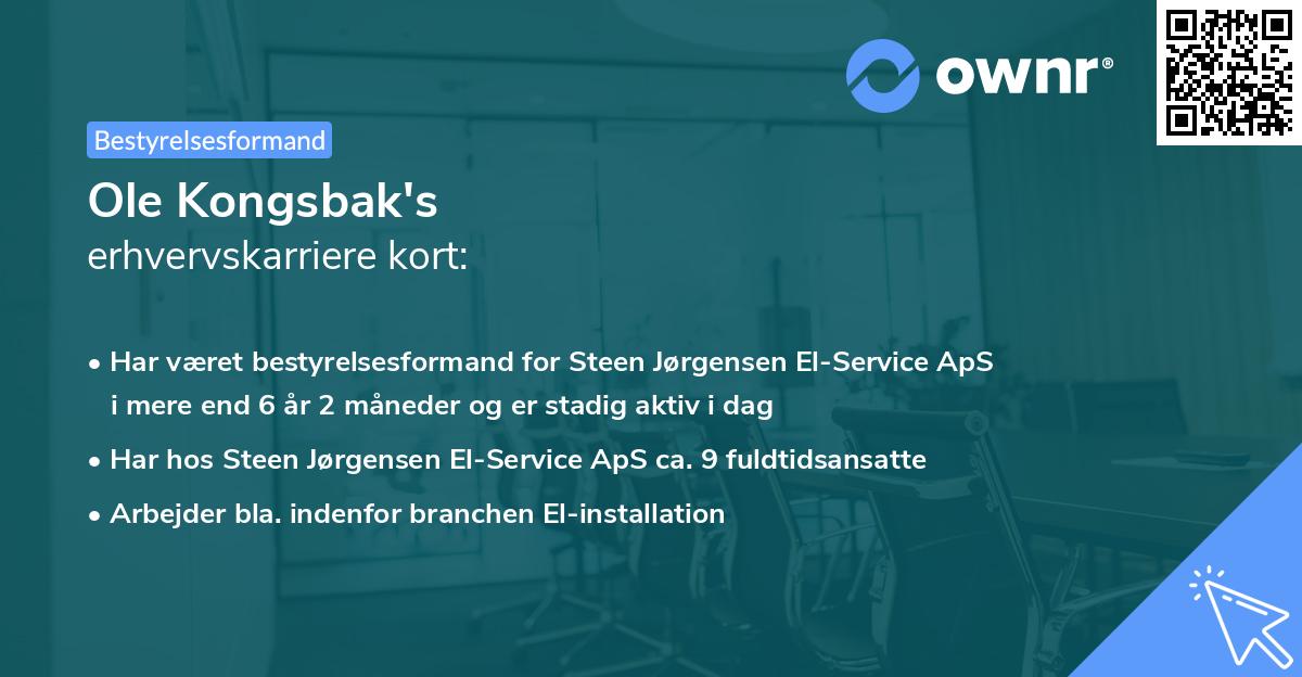 Ole Kongsbak's erhvervskarriere kort