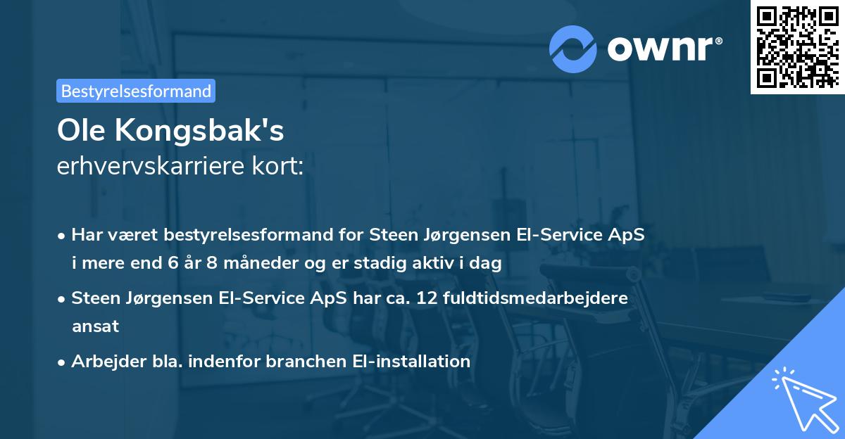 Ole Kongsbak's erhvervskarriere kort