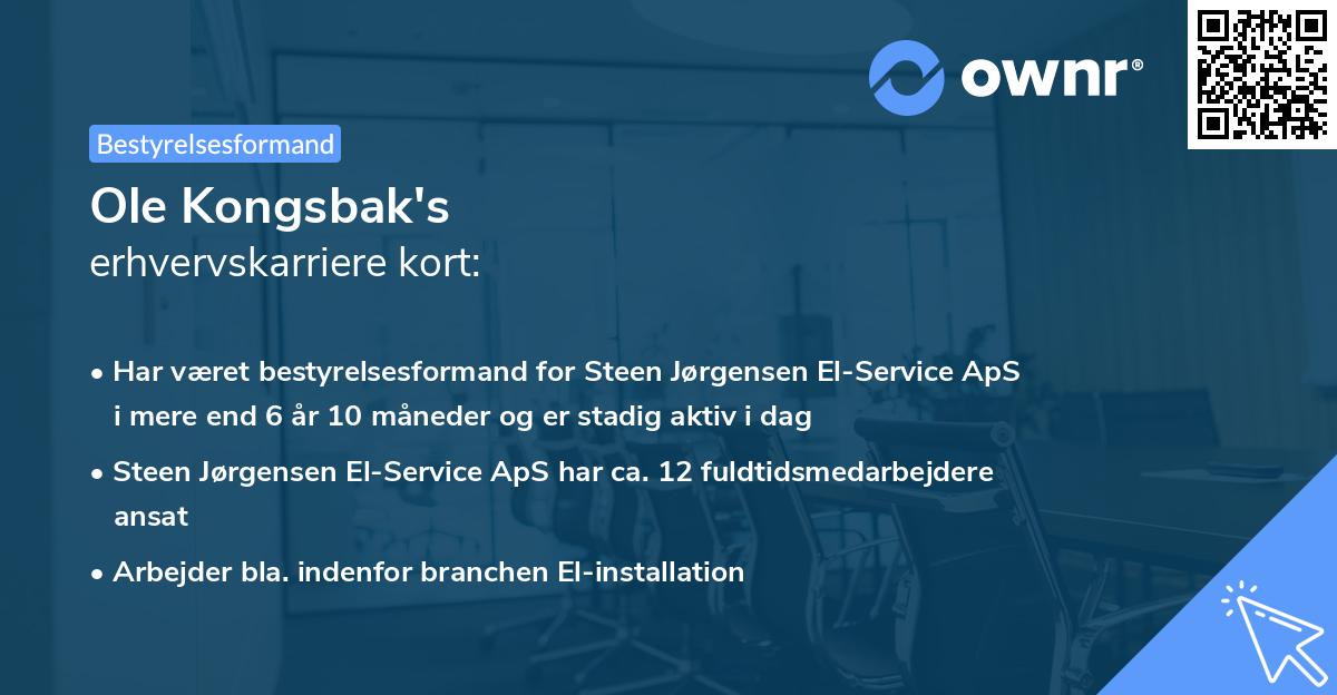 Ole Kongsbak's erhvervskarriere kort