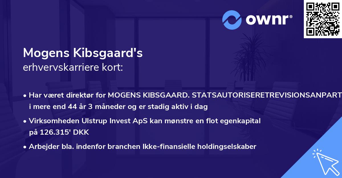 Mogens Kibsgaard's erhvervskarriere kort