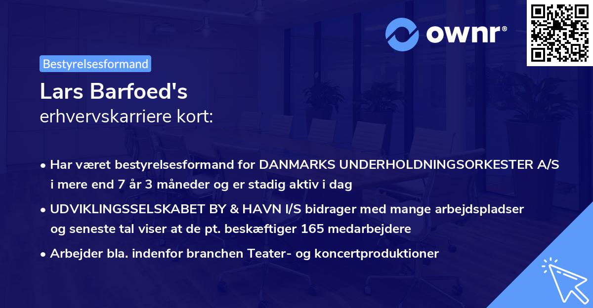 Lars Barfoed's erhvervskarriere kort