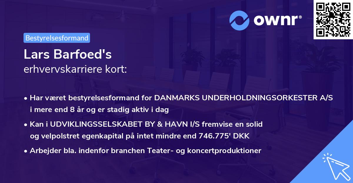 Lars Barfoed's erhvervskarriere kort