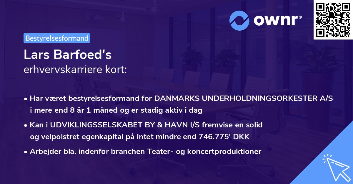 Lars Barfoed's erhvervskarriere kort