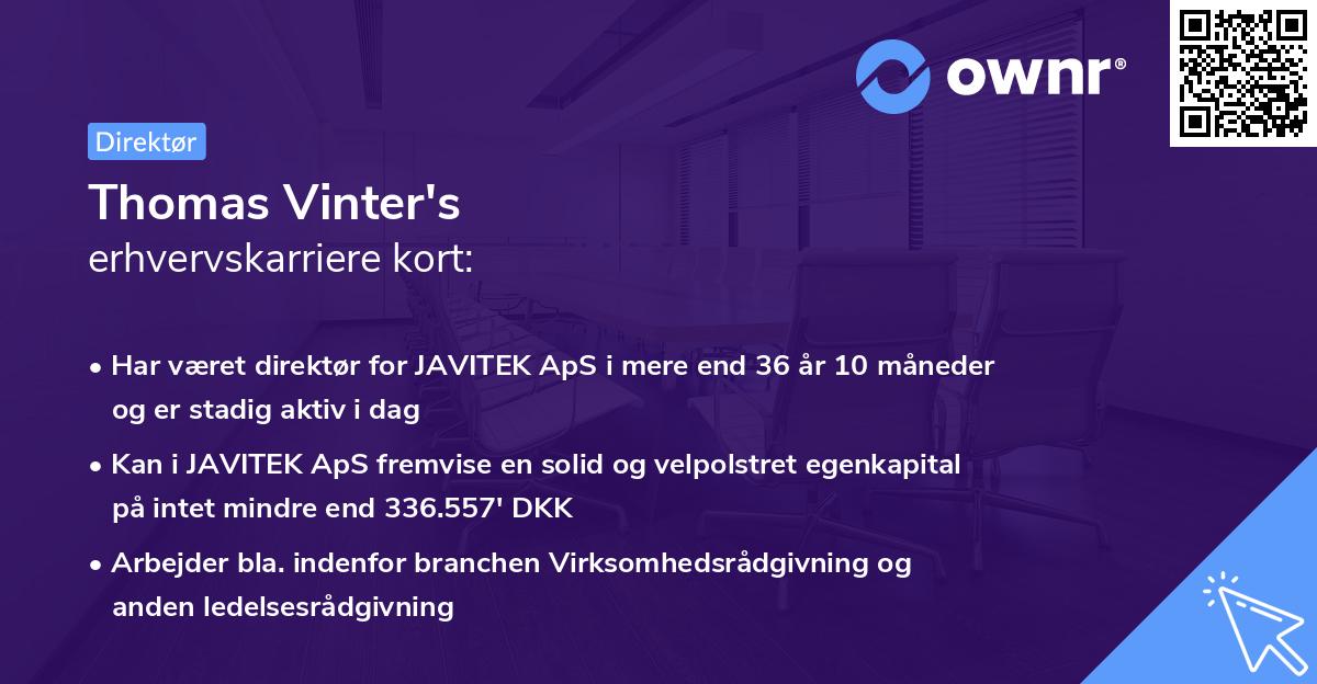 Thomas Vinter's erhvervskarriere kort