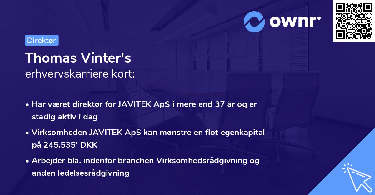 Thomas Vinter's erhvervskarriere kort