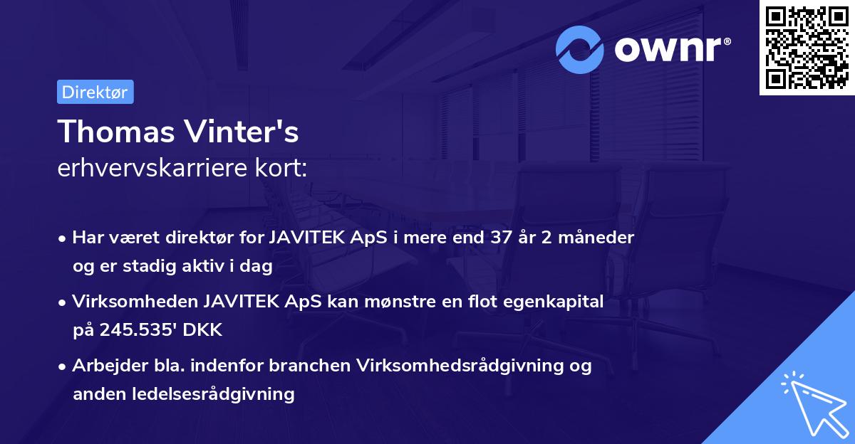 Thomas Vinter's erhvervskarriere kort