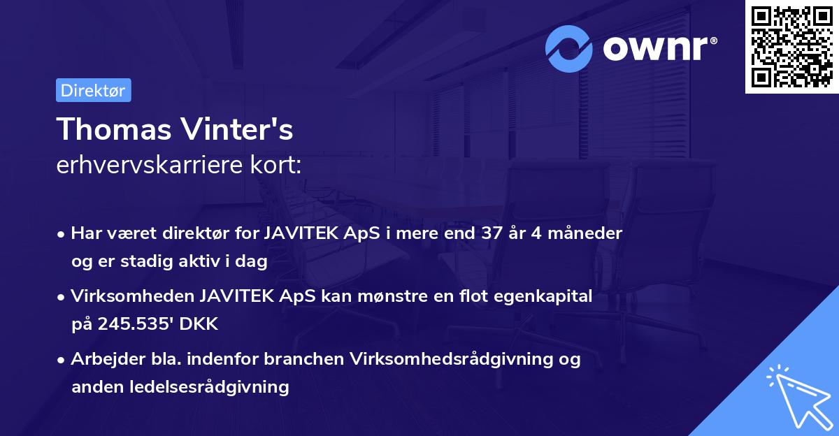 Thomas Vinter's erhvervskarriere kort