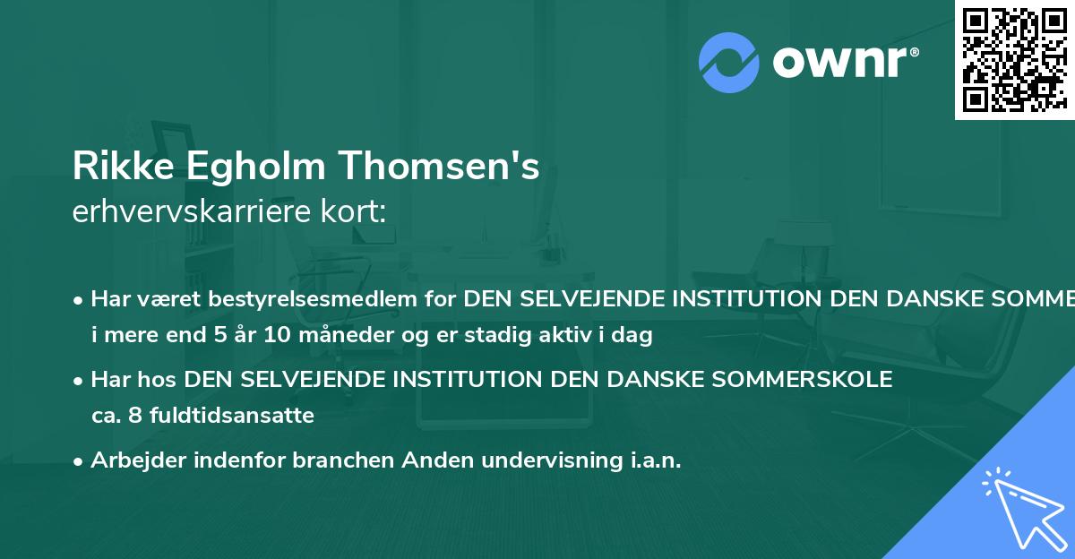 Rikke Egholm Thomsen's erhvervskarriere kort
