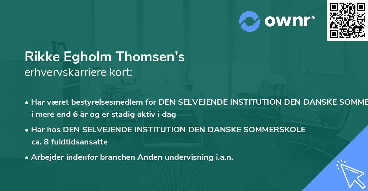 Rikke Egholm Thomsen's erhvervskarriere kort