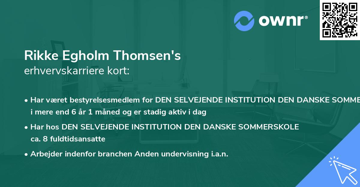 Rikke Egholm Thomsen's erhvervskarriere kort