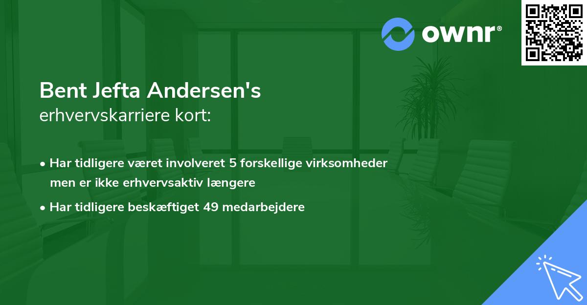 Bent Jefta Andersen's erhvervskarriere kort