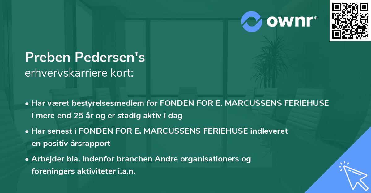 Preben Pedersen's erhvervskarriere kort