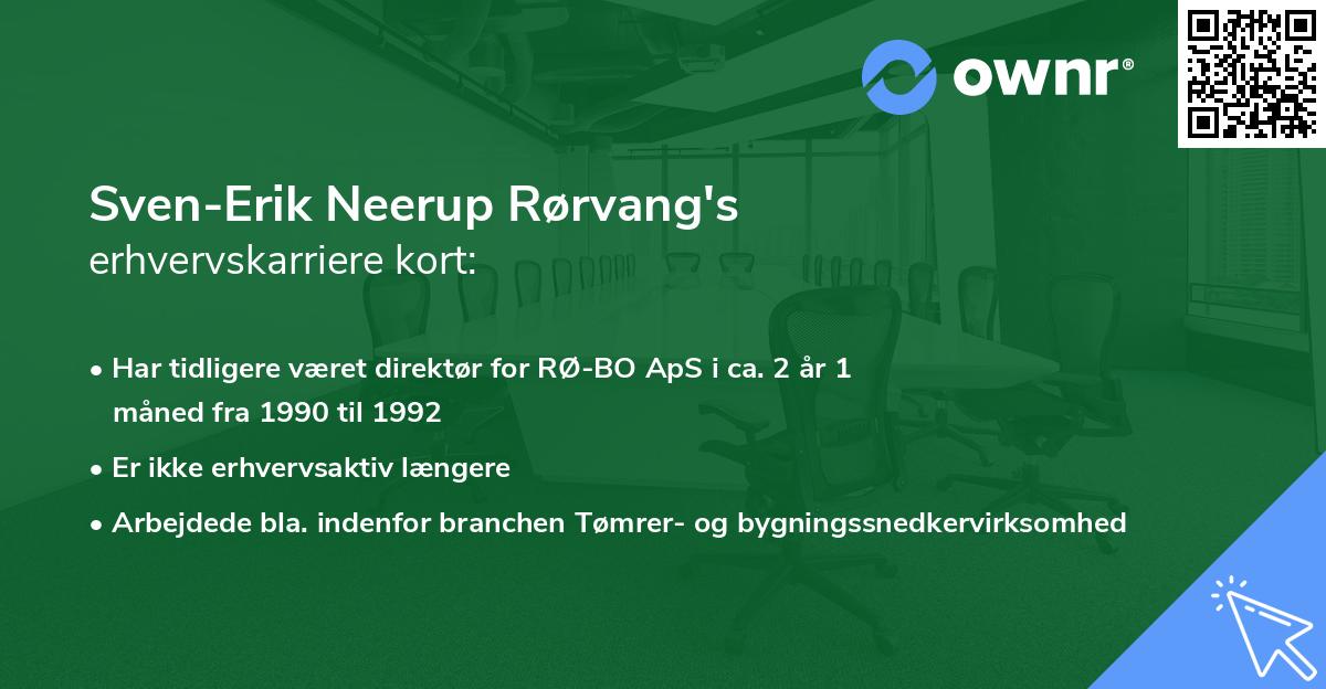 Sven-Erik Neerup Rørvang's erhvervskarriere kort