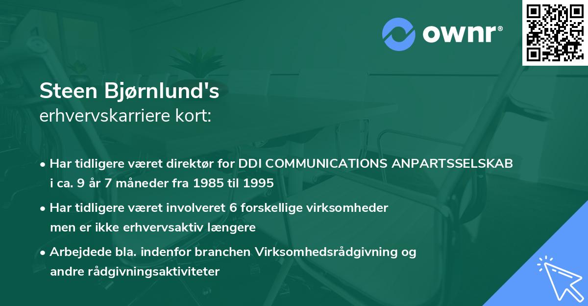 Steen Bjørnlund's erhvervskarriere kort
