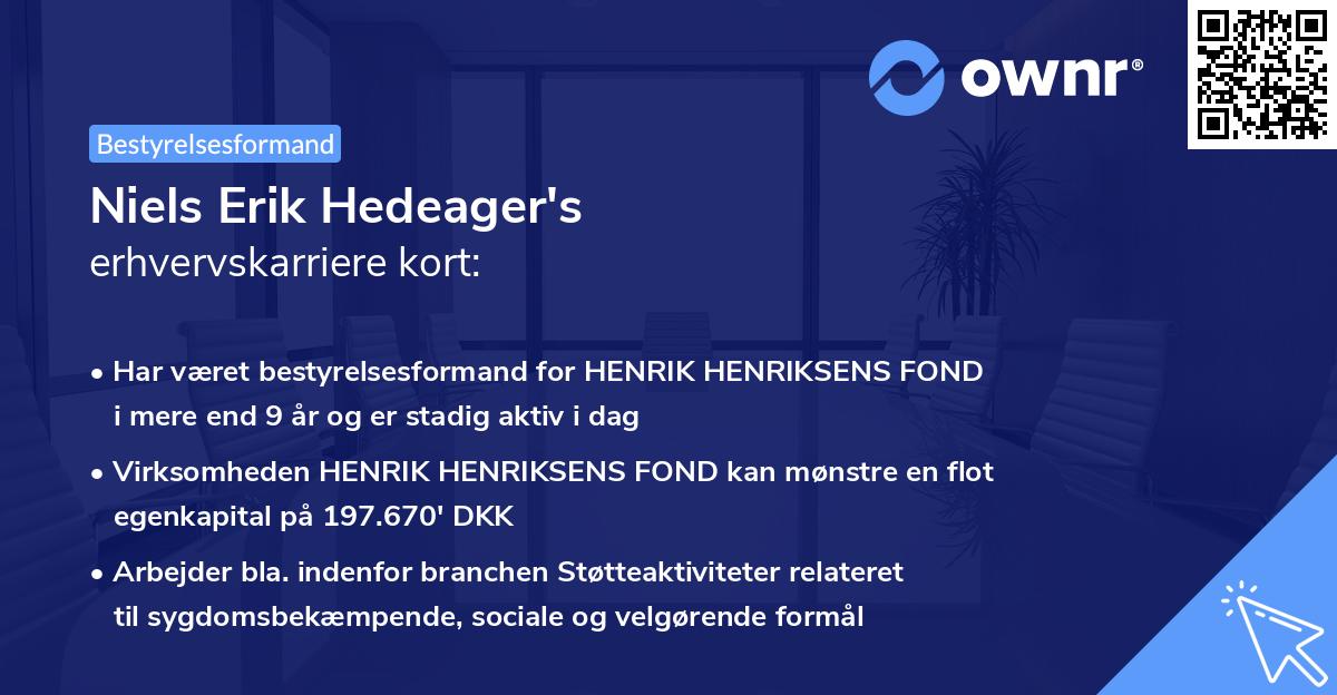 Niels Erik Hedeager's erhvervskarriere kort
