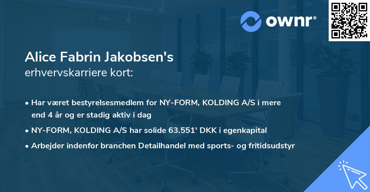 Alice Fabrin Jakobsen's erhvervskarriere kort