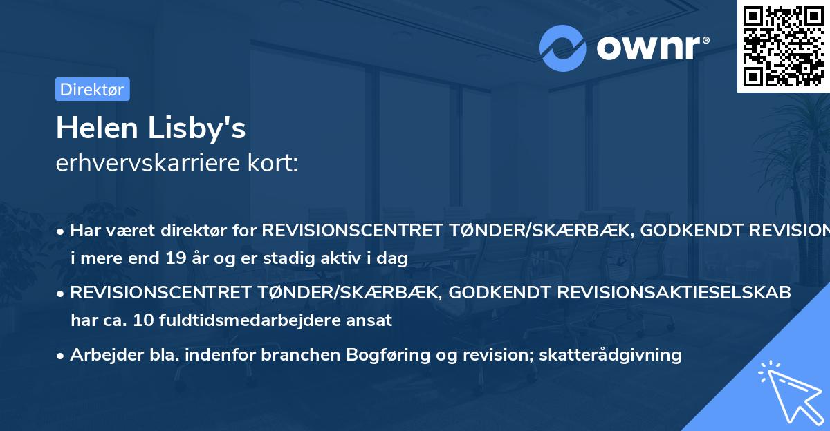 Helen Lisby's erhvervskarriere kort