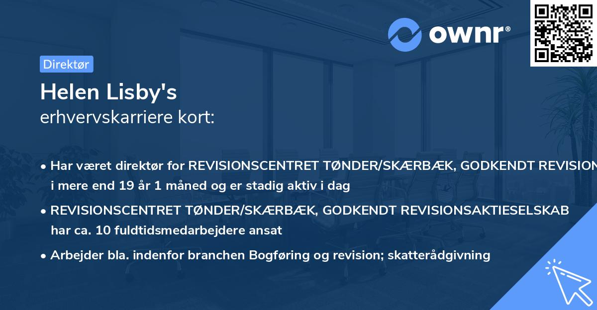 Helen Lisby's erhvervskarriere kort