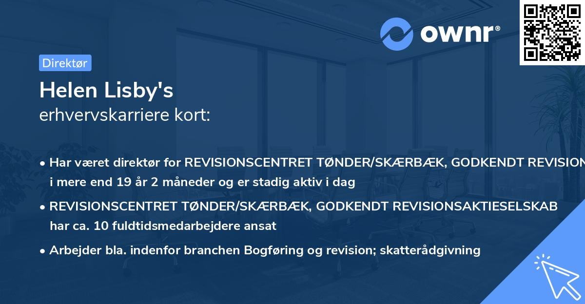 Helen Lisby's erhvervskarriere kort