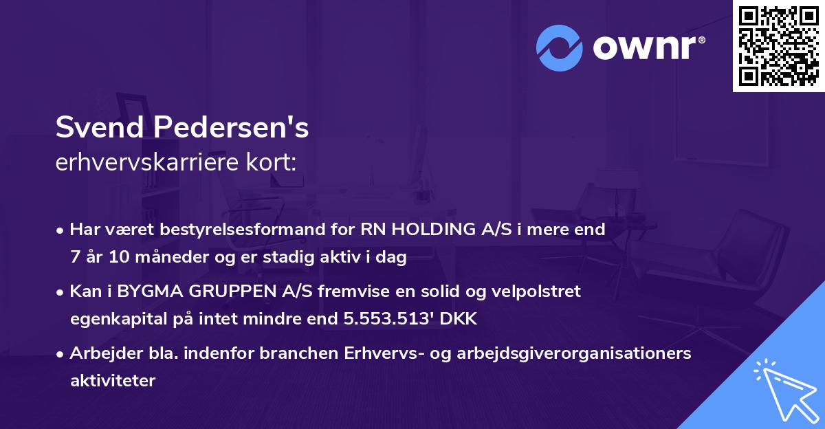Svend Pedersen's erhvervskarriere kort
