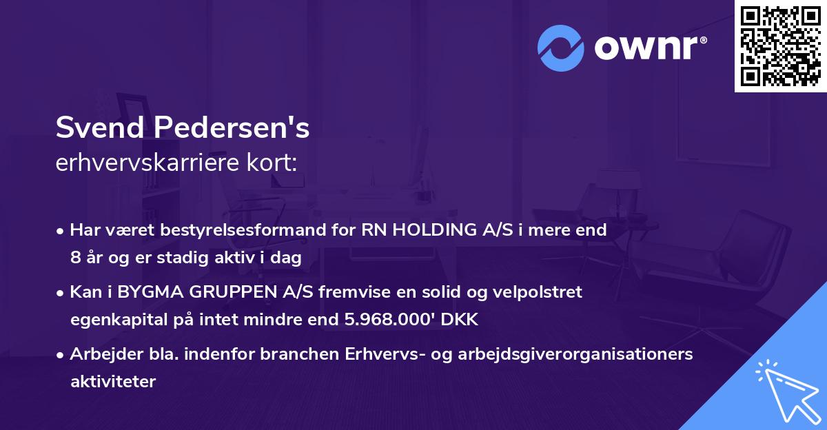 Svend Pedersen's erhvervskarriere kort