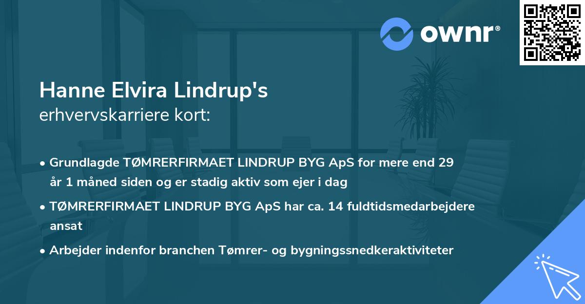 Hanne Elvira Lindrup's erhvervskarriere kort