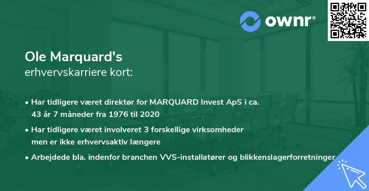 Ole Marquard's erhvervskarriere kort