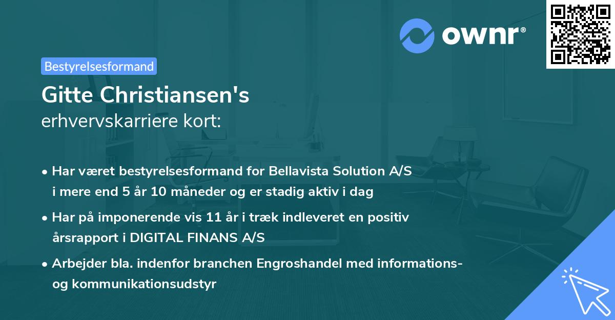 Gitte Christiansen's erhvervskarriere kort