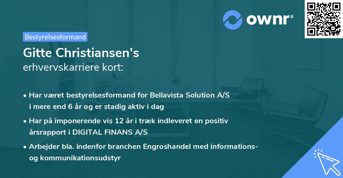 Gitte Christiansen's erhvervskarriere kort