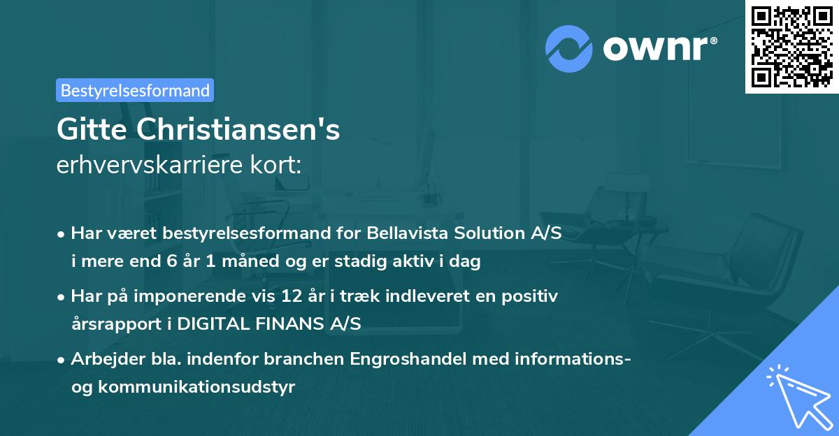 Gitte Christiansen's erhvervskarriere kort