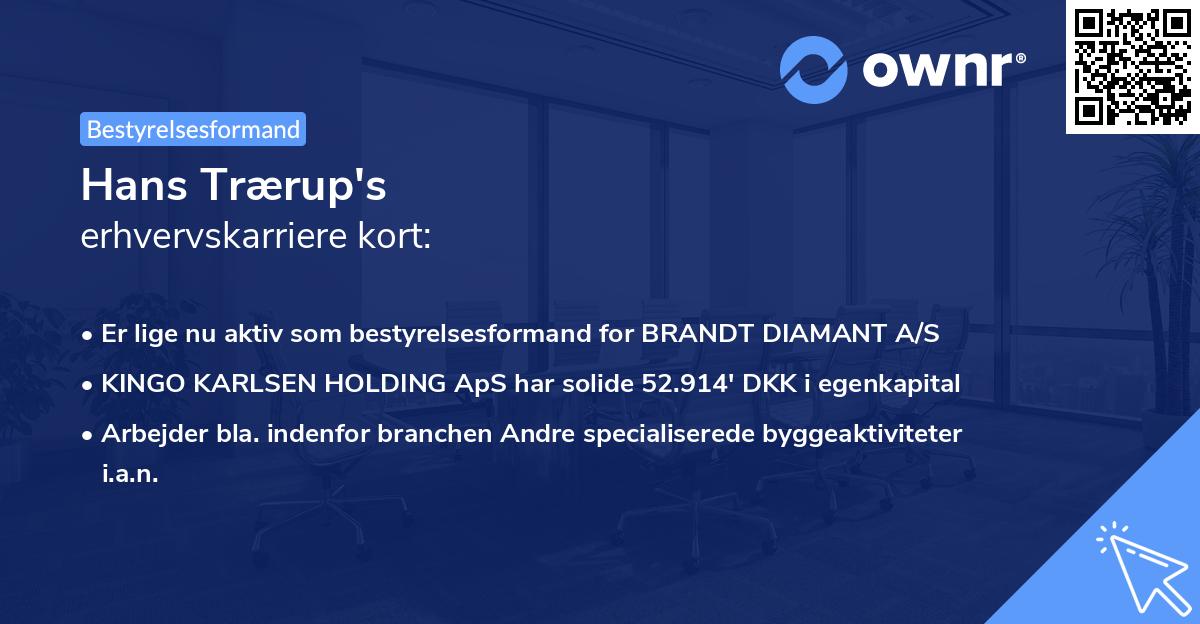 Hans Trærup's erhvervskarriere kort