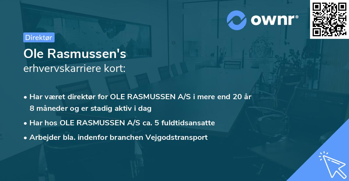 Ole Rasmussen's erhvervskarriere kort