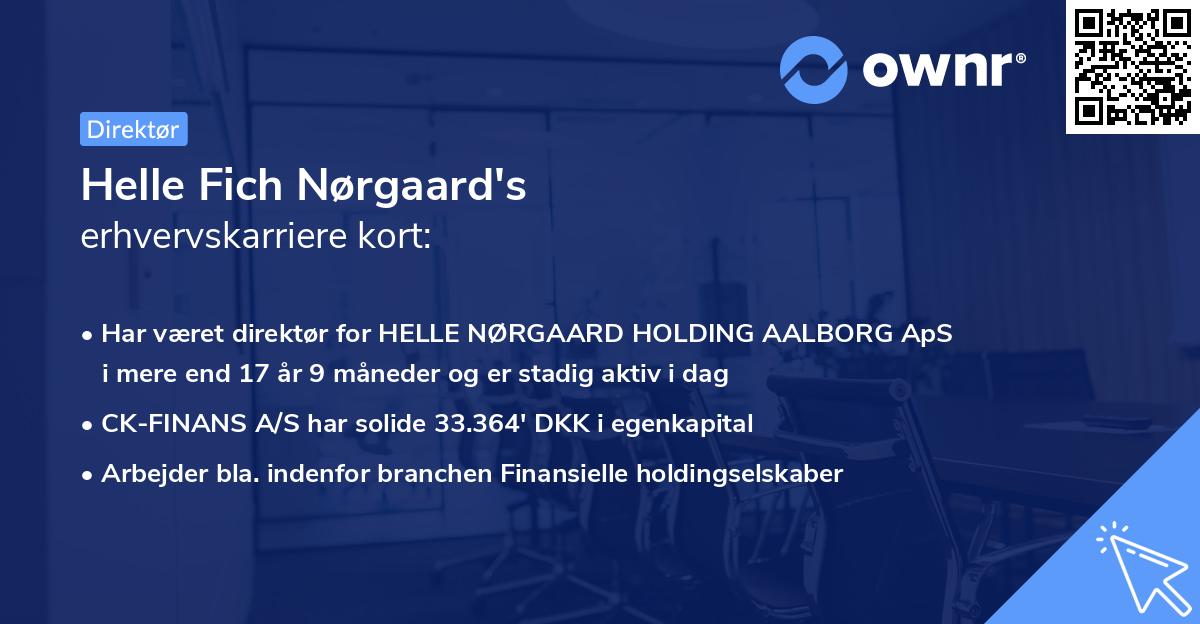 Helle Fich Nørgaard's erhvervskarriere kort